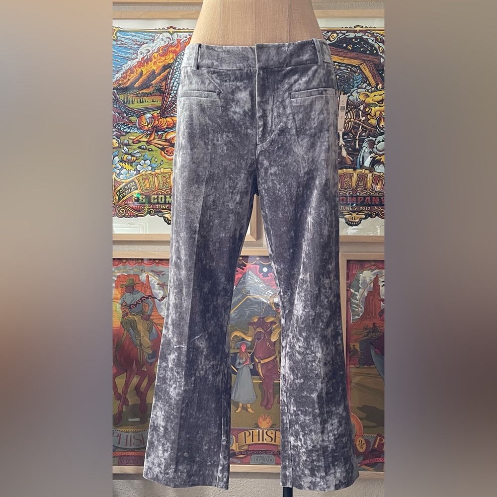 Anthropologie grey velvet cropped bootcut pants size 12